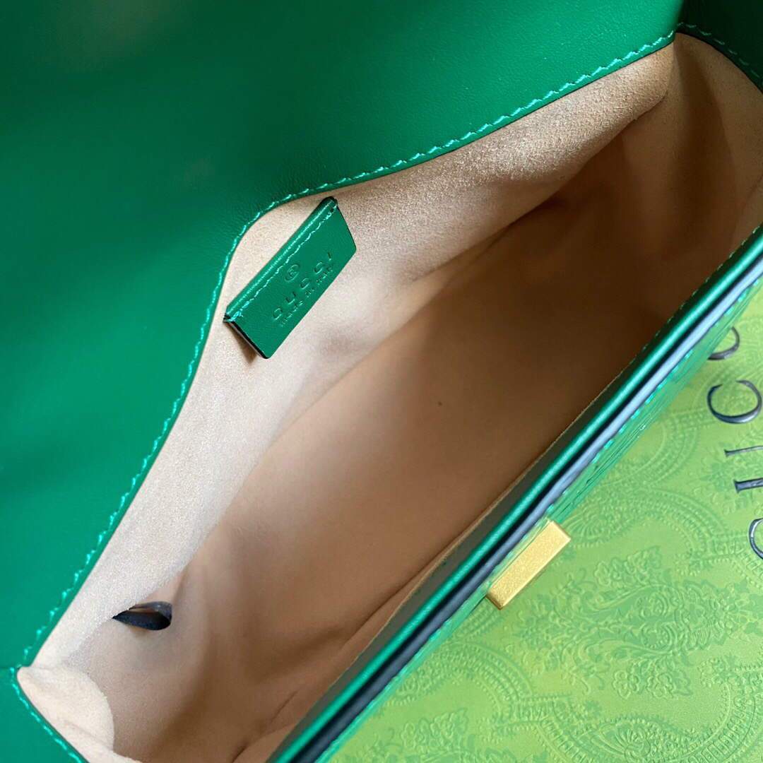 Gucci a€?47260 GG Marmont Mini Crocodile Pattern Top Handle Bag Green