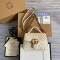 Gucci ‎547260 GG Marmont Mini Top Handle Bag White - luxibagsmall
