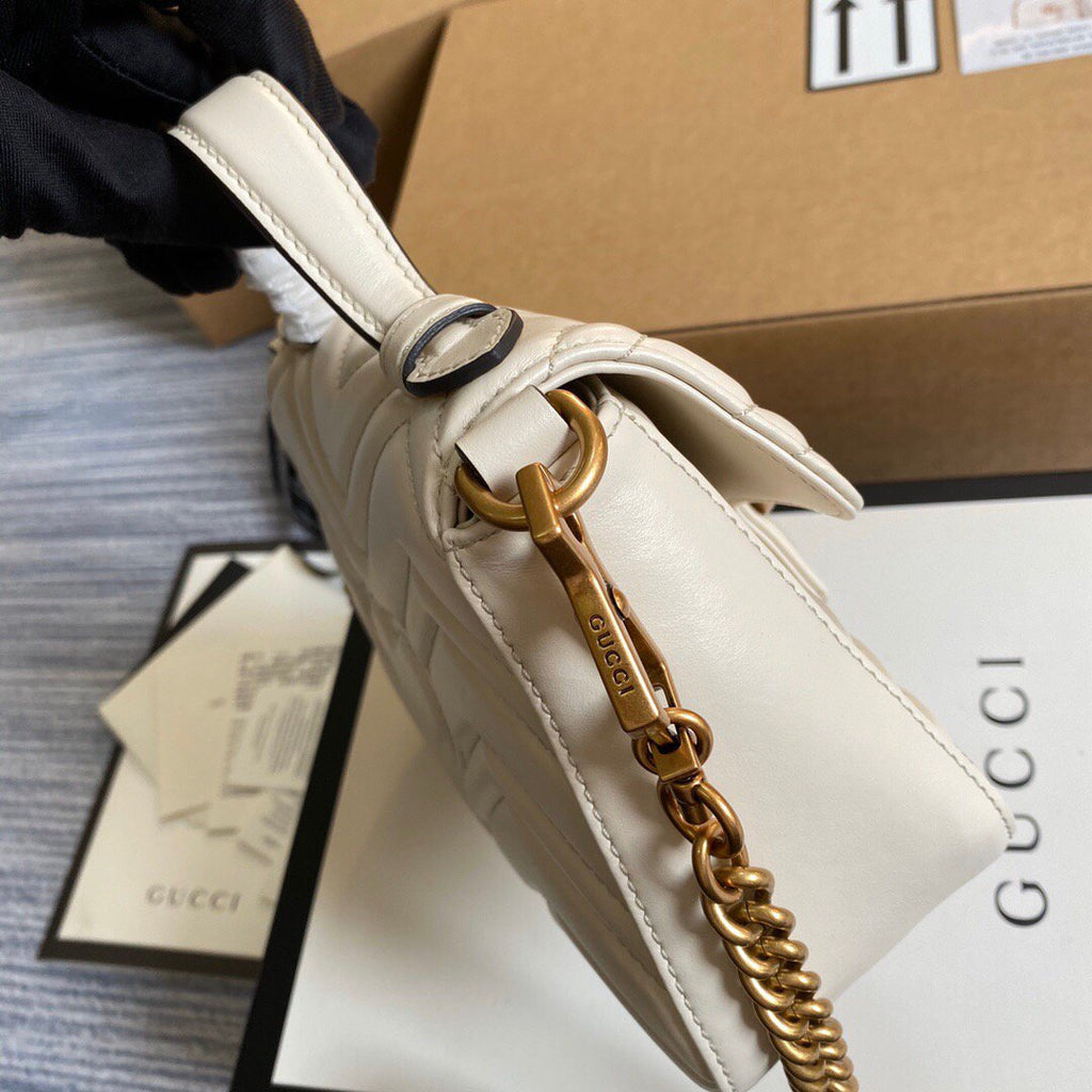 Gucci ‎547260 GG Marmont Mini Top Handle Bag White - luxibagsmall