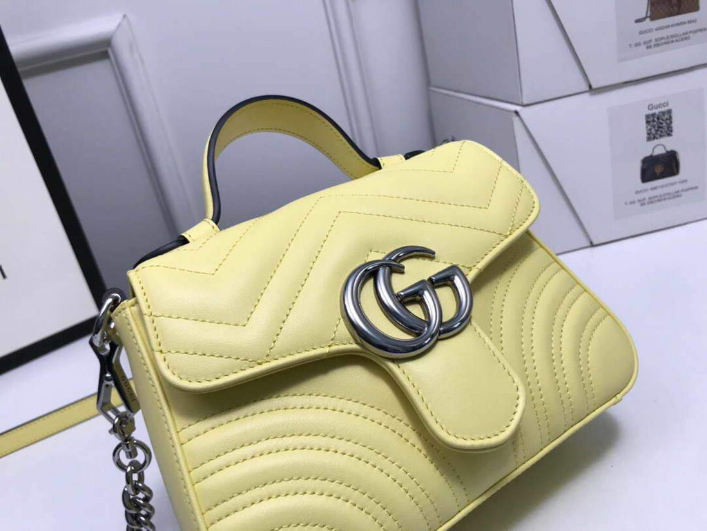 Gucci a€?47260 GG Marmont Mini Top Handle Bag Yellow - luxibagsmall