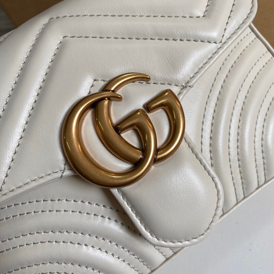 Gucci ‎547260 GG Marmont Mini Top Handle Bag White - luxibagsmall
