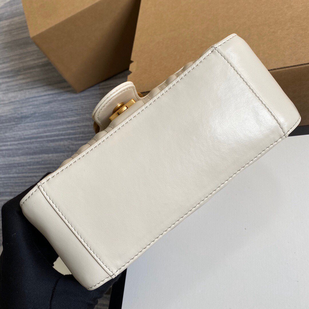 Gucci ‎547260 GG Marmont Mini Top Handle Bag White - luxibagsmall