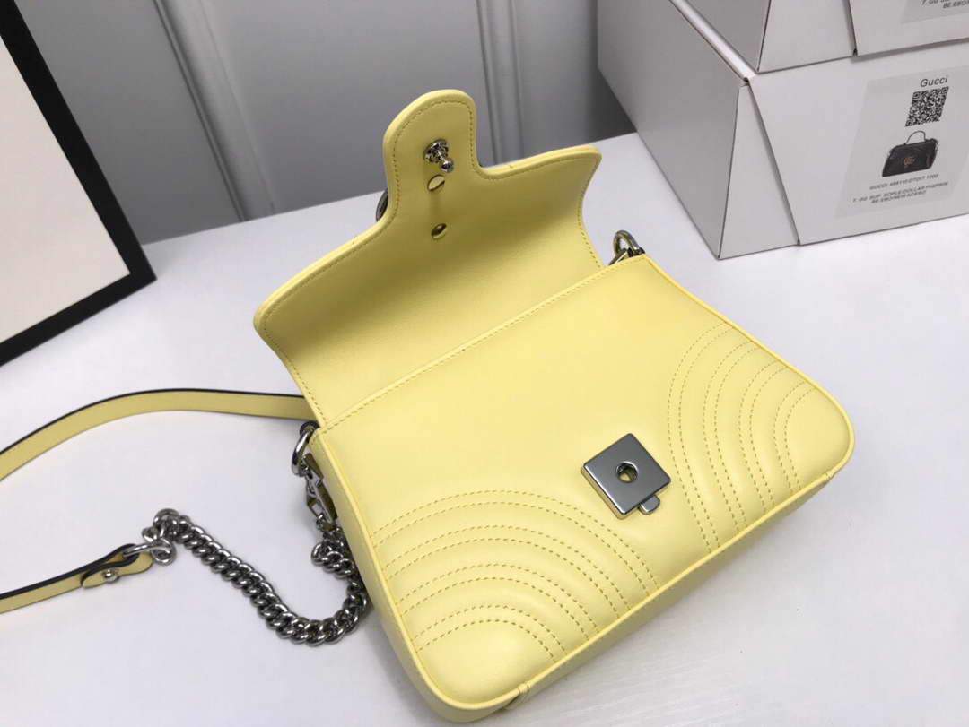 Gucci a€?47260 GG Marmont Mini Top Handle Bag Yellow - luxibagsmall