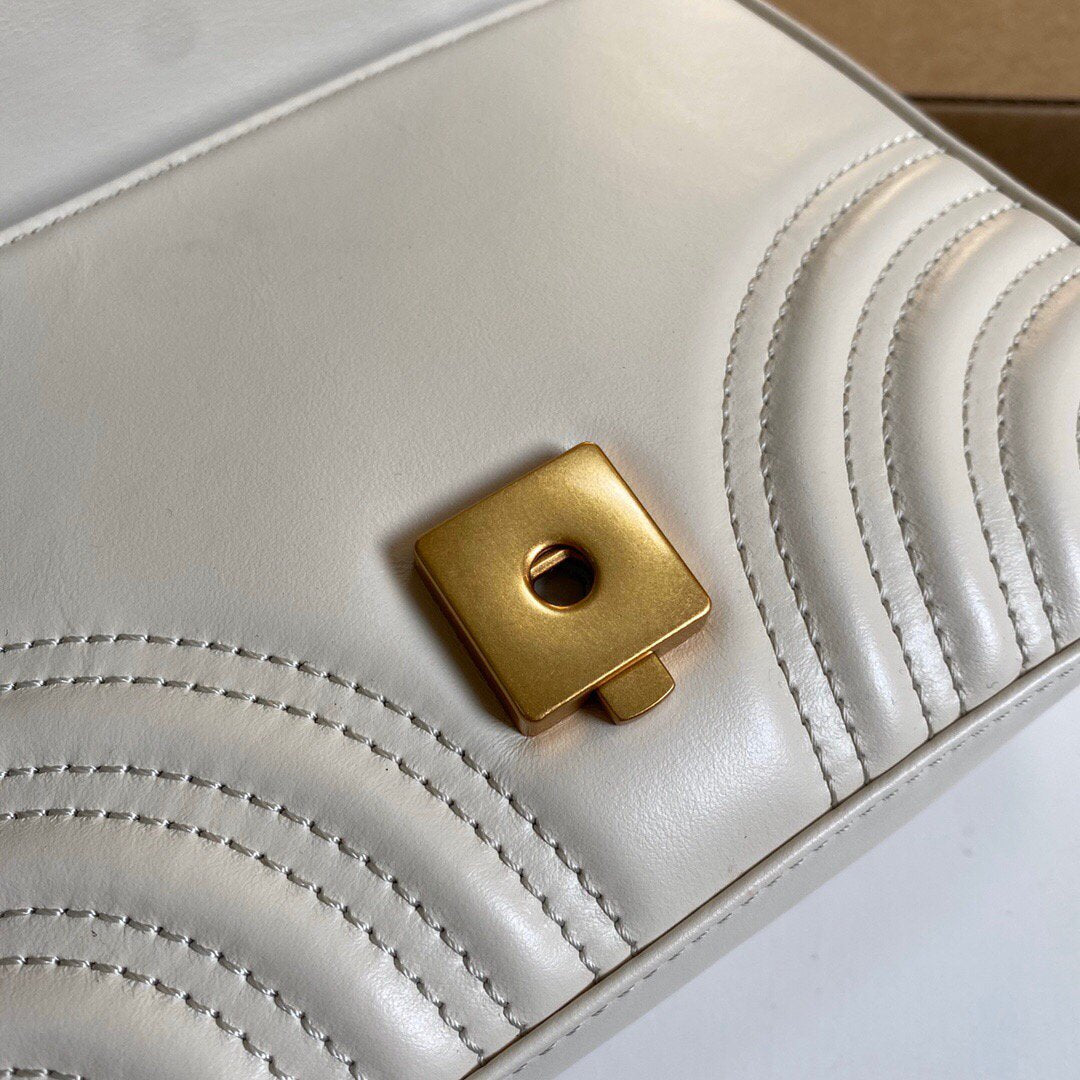 Gucci ‎547260 GG Marmont Mini Top Handle Bag White - luxibagsmall