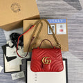 Gucci a€?47260 GG Marmont Mini Top Handle Bag Red - luxibagsmall