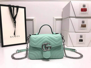 Gucci a€?47260 GG Marmont Mini Top Handle Bag Green - luxibagsmall