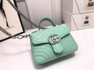 Gucci a€?47260 GG Marmont Mini Top Handle Bag Green - luxibagsmall