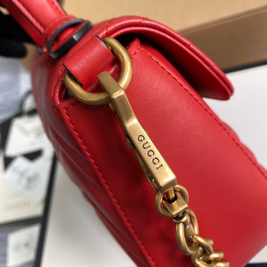 Gucci a€?47260 GG Marmont Mini Top Handle Bag Red - luxibagsmall
