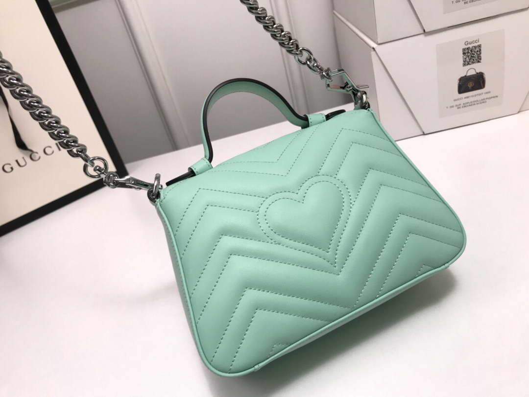 Gucci a€?47260 GG Marmont Mini Top Handle Bag Green - luxibagsmall