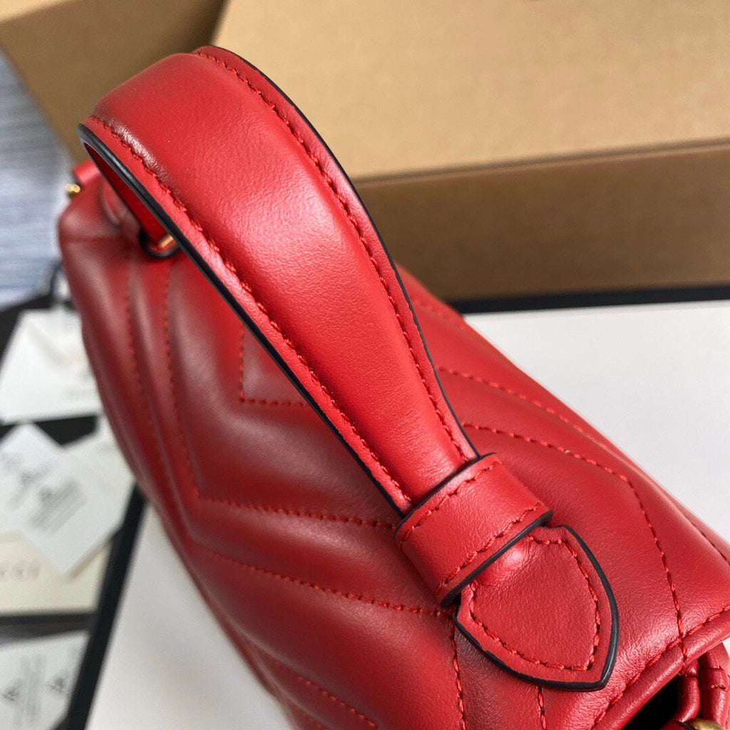 Gucci a€?47260 GG Marmont Mini Top Handle Bag Red - luxibagsmall