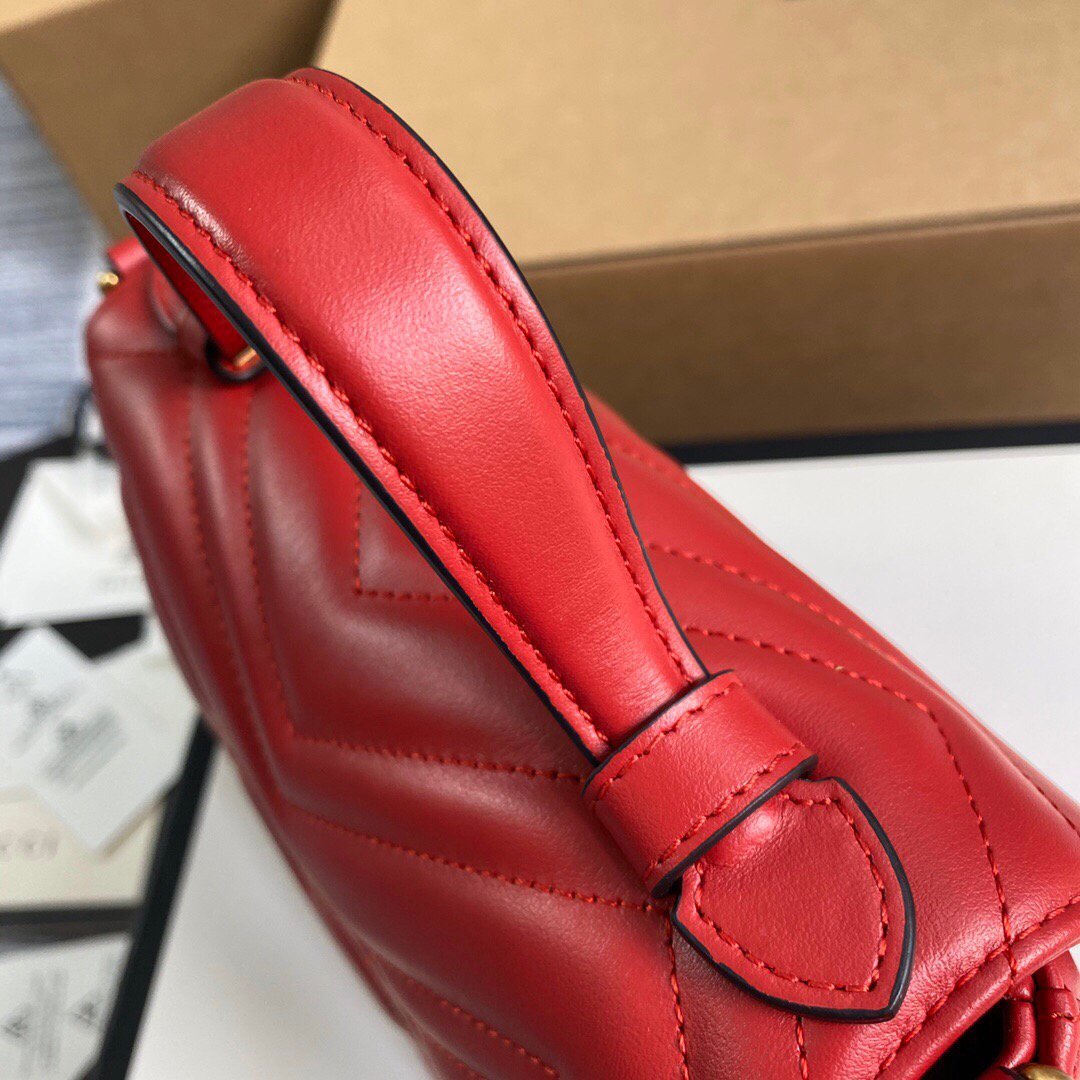 Gucci a€?47260 GG Marmont Mini Top Handle Bag Red - luxibagsmall