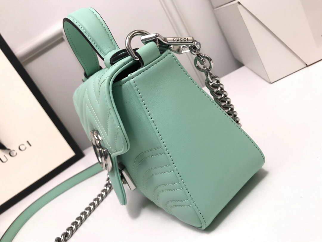 Gucci a€?47260 GG Marmont Mini Top Handle Bag Green - luxibagsmall