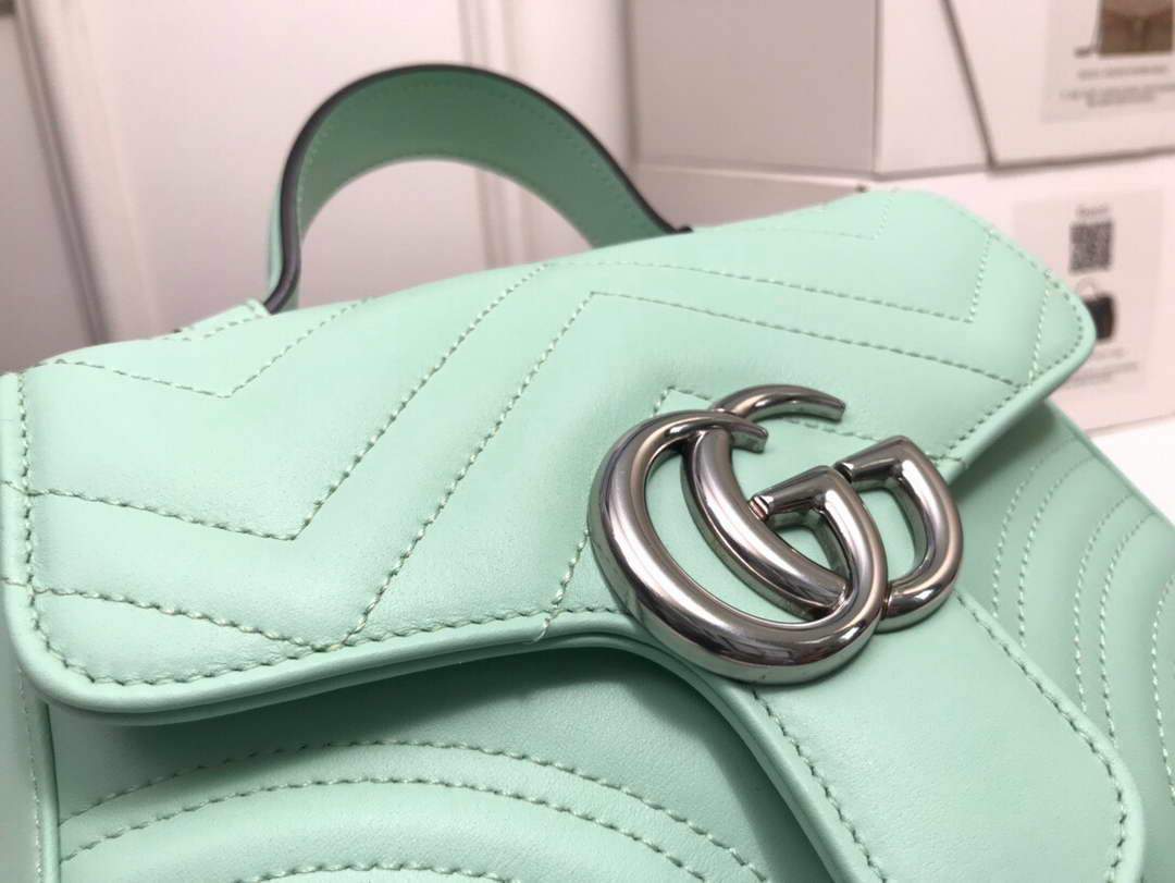 Gucci a€?47260 GG Marmont Mini Top Handle Bag Green - luxibagsmall