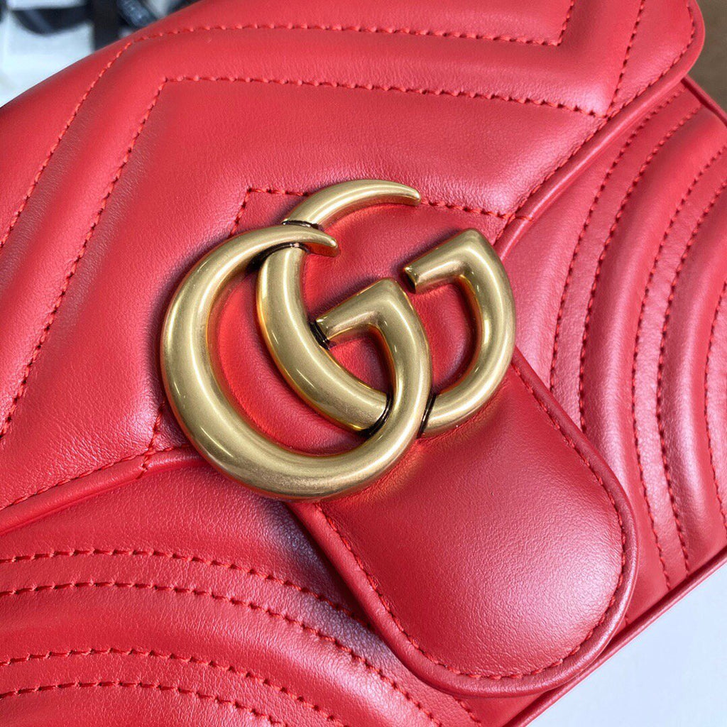 Gucci a€?47260 GG Marmont Mini Top Handle Bag Red - luxibagsmall