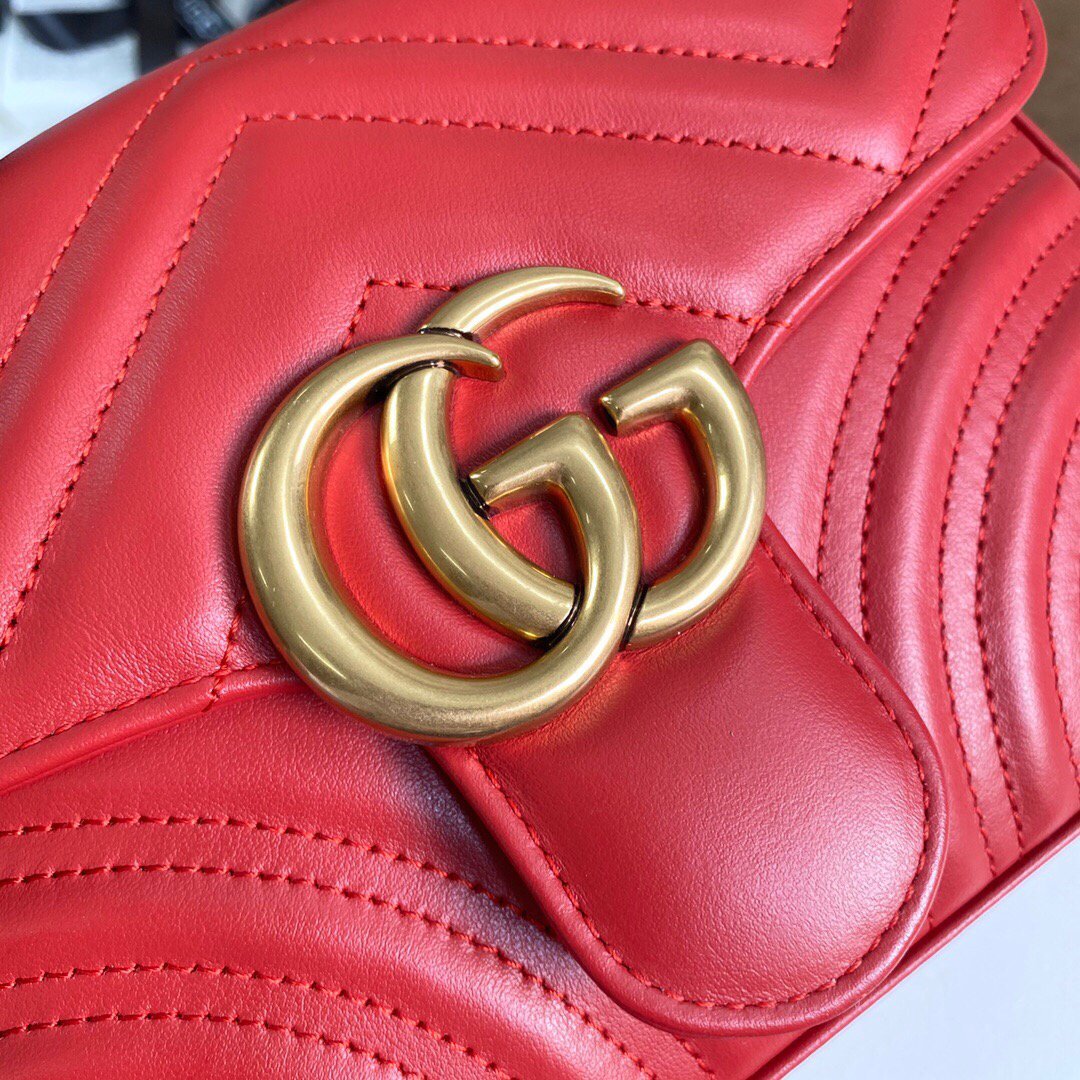 Gucci a€?47260 GG Marmont Mini Top Handle Bag Red - luxibagsmall