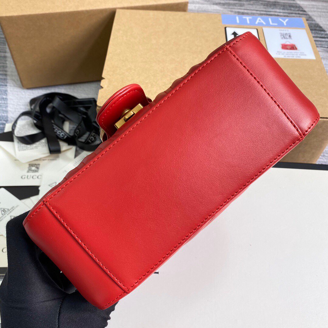 Gucci a€?47260 GG Marmont Mini Top Handle Bag Red - luxibagsmall