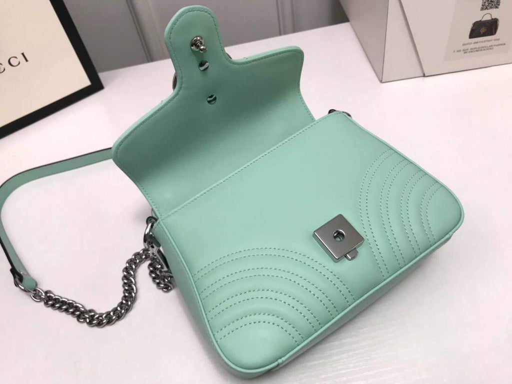 Gucci a€?47260 GG Marmont Mini Top Handle Bag Green - luxibagsmall