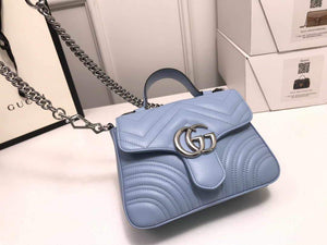 Gucci a€?47260 GG Marmont Mini Top Handle Bag Blue - luxibagsmall