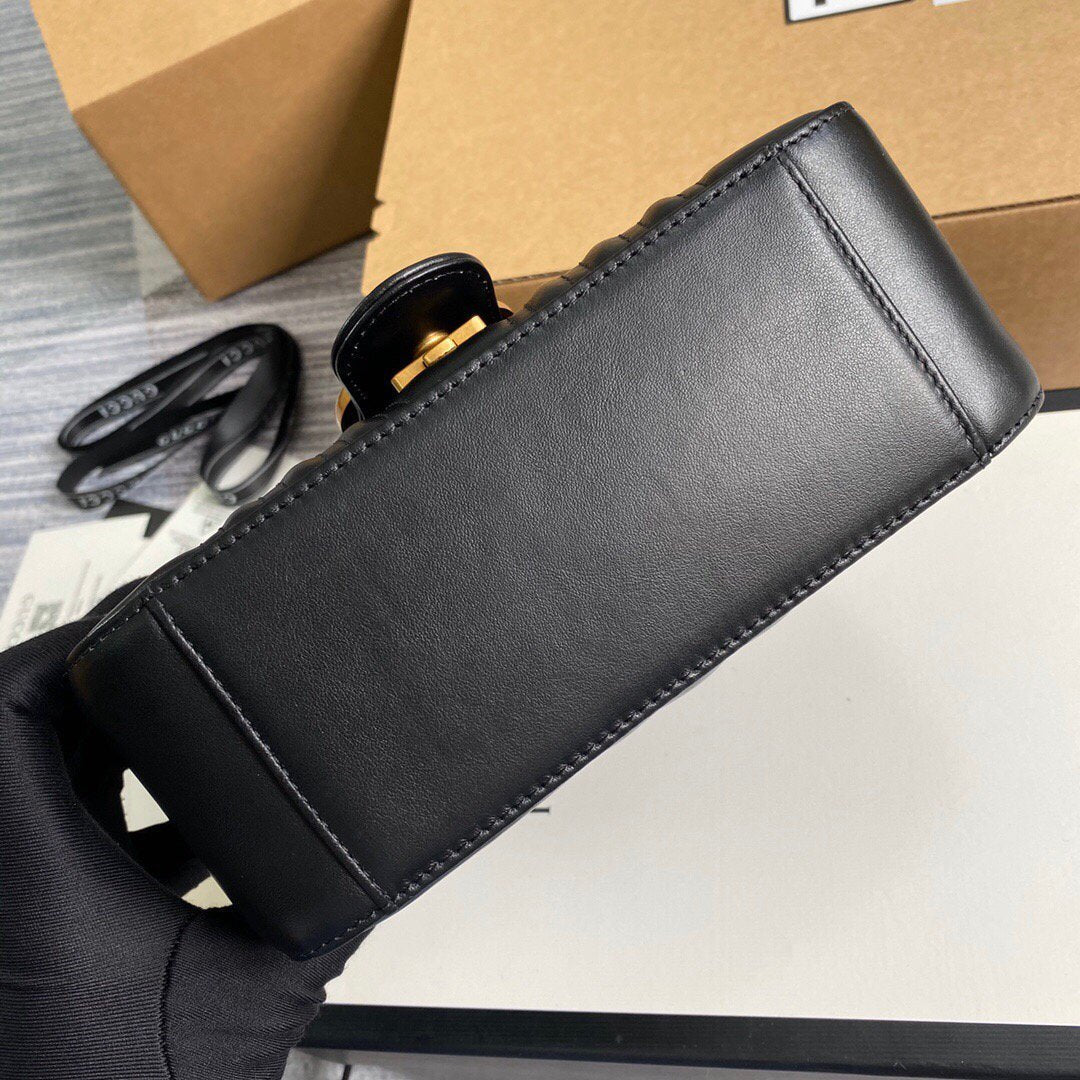 Gucci a€?47260 GG Marmont Mini Top Handle Bag Black - luxibagsmall