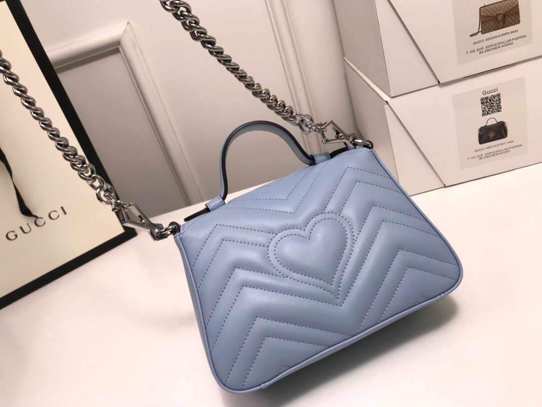 Gucci a€?47260 GG Marmont Mini Top Handle Bag Blue - luxibagsmall