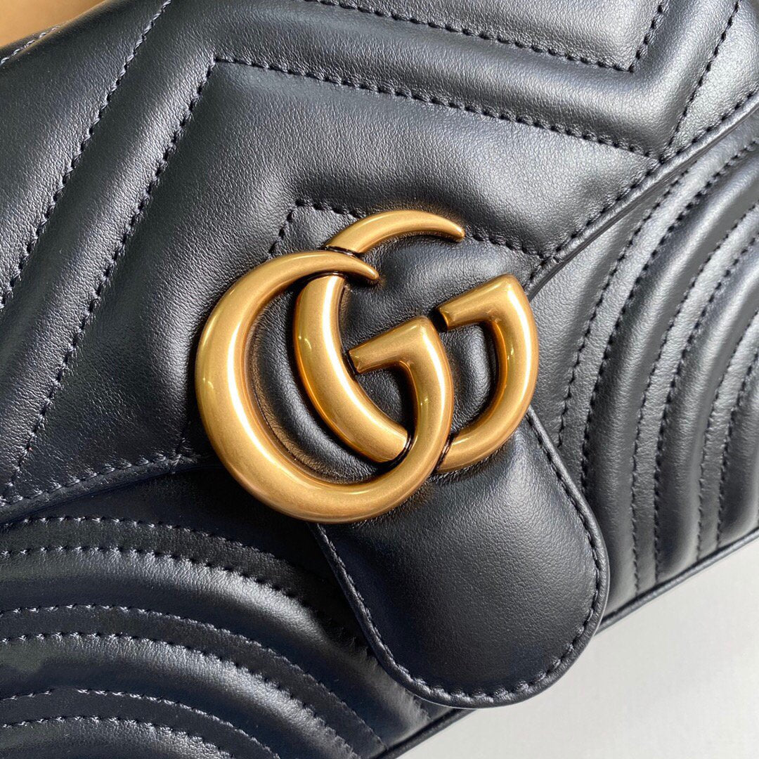 Gucci a€?47260 GG Marmont Mini Top Handle Bag Black - luxibagsmall