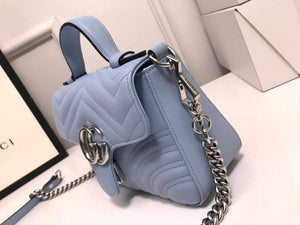 Gucci a€?47260 GG Marmont Mini Top Handle Bag Blue - luxibagsmall