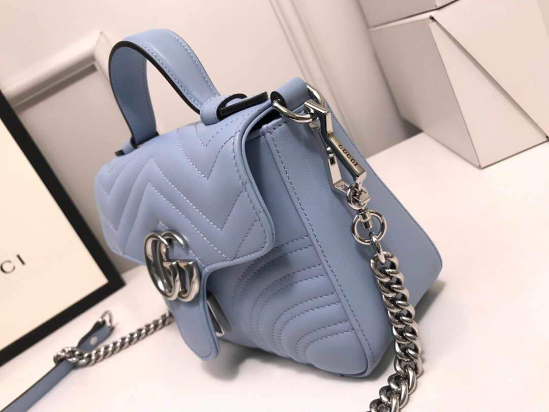 Gucci a€?47260 GG Marmont Mini Top Handle Bag Blue - luxibagsmall