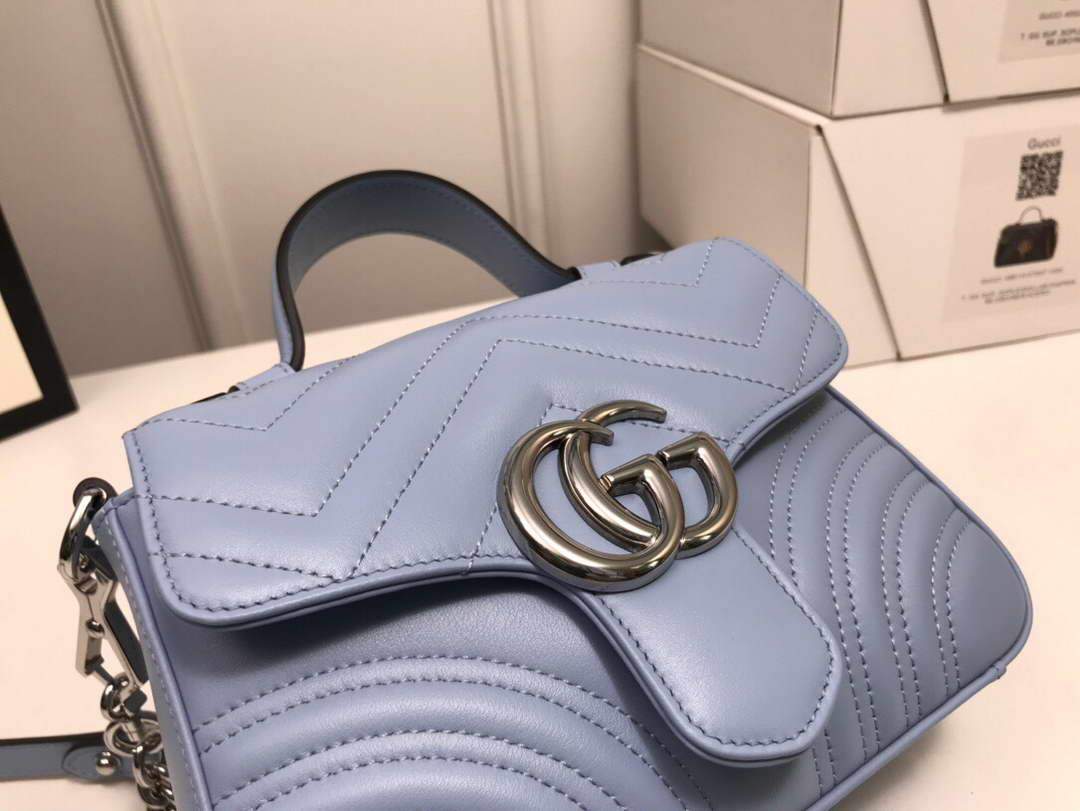 Gucci a€?47260 GG Marmont Mini Top Handle Bag Blue - luxibagsmall