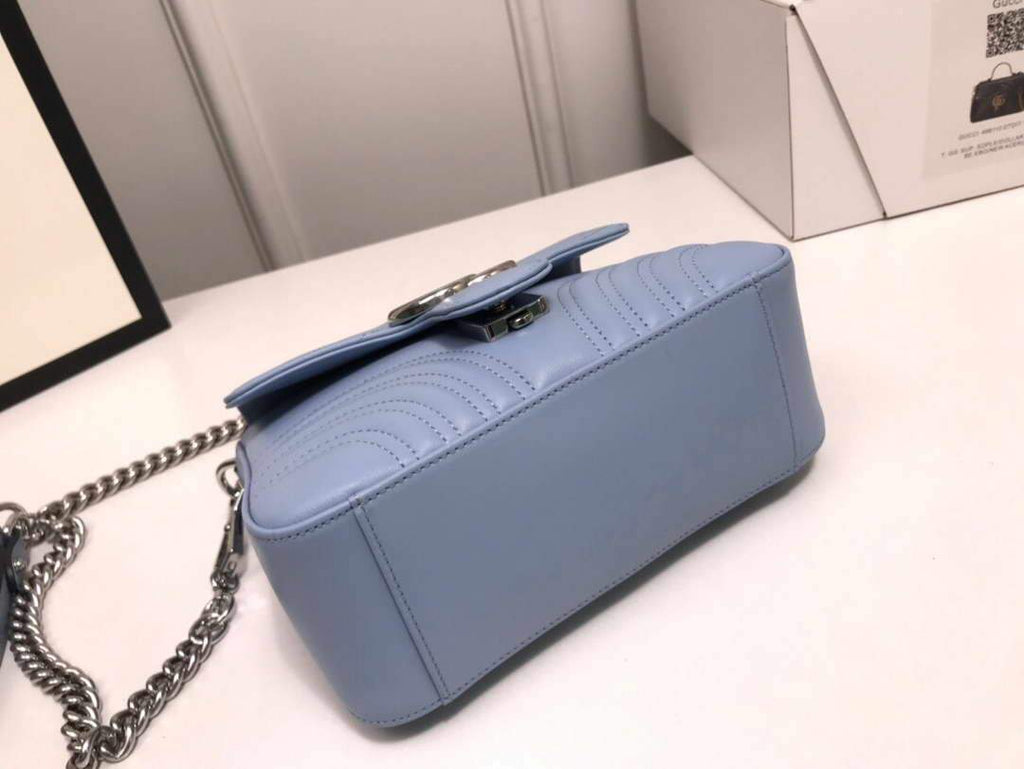 Gucci a€?47260 GG Marmont Mini Top Handle Bag Blue - luxibagsmall