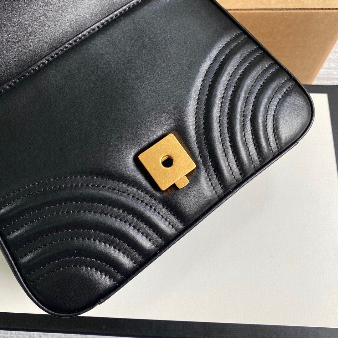 Gucci a€?47260 GG Marmont Mini Top Handle Bag Black - luxibagsmall