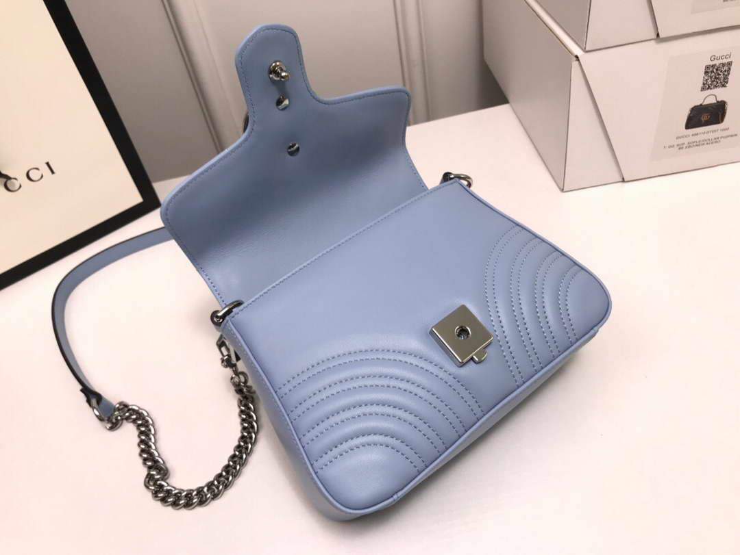 Gucci a€?47260 GG Marmont Mini Top Handle Bag Blue - luxibagsmall
