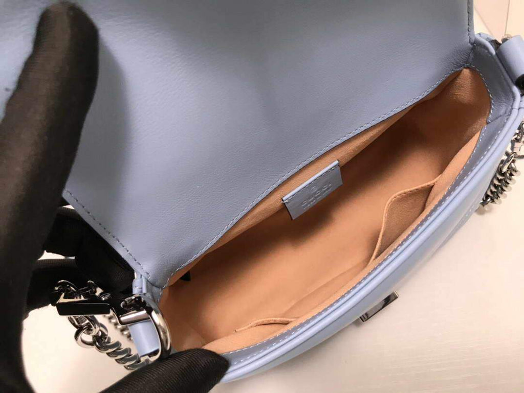 Gucci a€?47260 GG Marmont Mini Top Handle Bag Blue - luxibagsmall