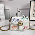 Gucci a€?47260 GG Marmont Mini Top Handle Bag White and printer - luxibagsmall