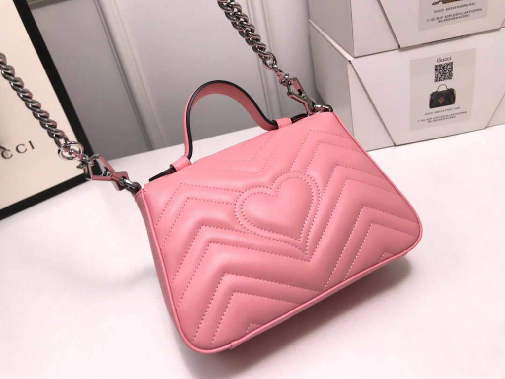 Gucci a€?47260 GG Marmont Mini Top Handle Bag Pink - luxibagsmall