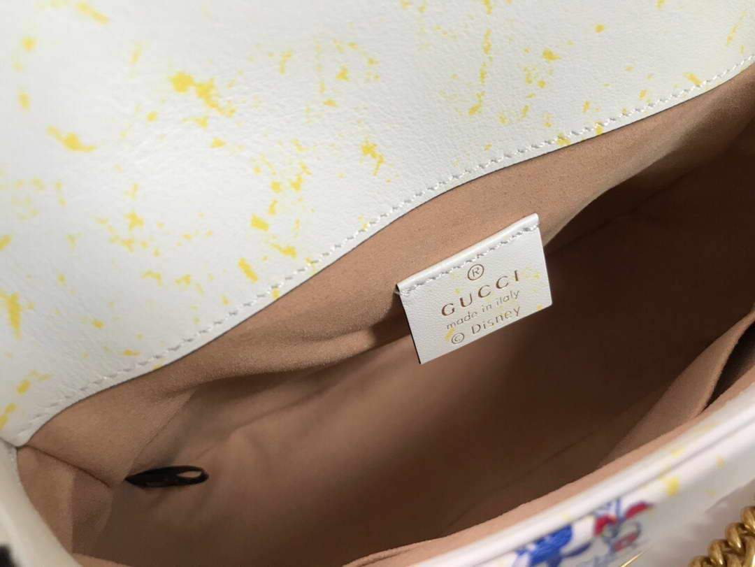 Gucci a€?47260 GG Marmont Mini Top Handle Bag White and printer - luxibagsmall