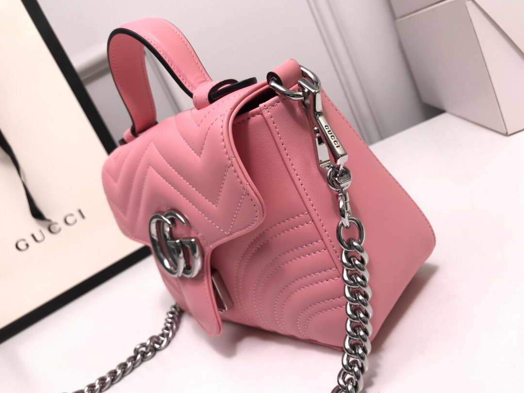 Gucci a€?47260 GG Marmont Mini Top Handle Bag Pink - luxibagsmall