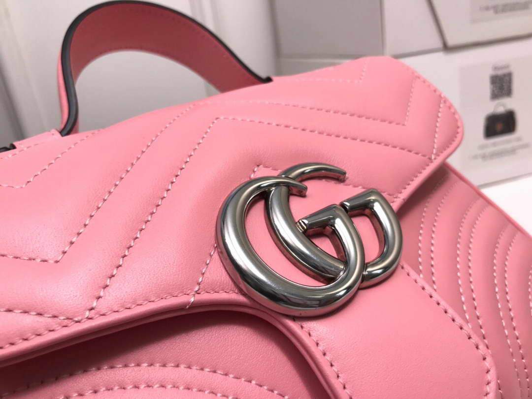 Gucci a€?47260 GG Marmont Mini Top Handle Bag Pink - luxibagsmall