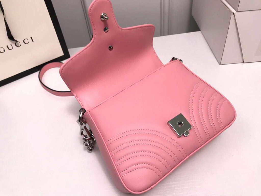 Gucci a€?47260 GG Marmont Mini Top Handle Bag Pink - luxibagsmall