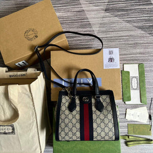 Gucci 547551 Ophidia Small GG Tote Bag Beige Blue - Default Title - View 1