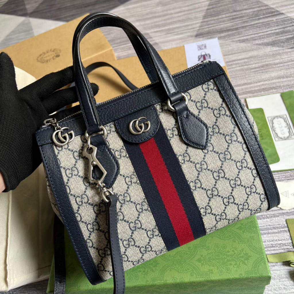 Gucci 547551 Ophidia Small GG Tote Bag Beige Blue