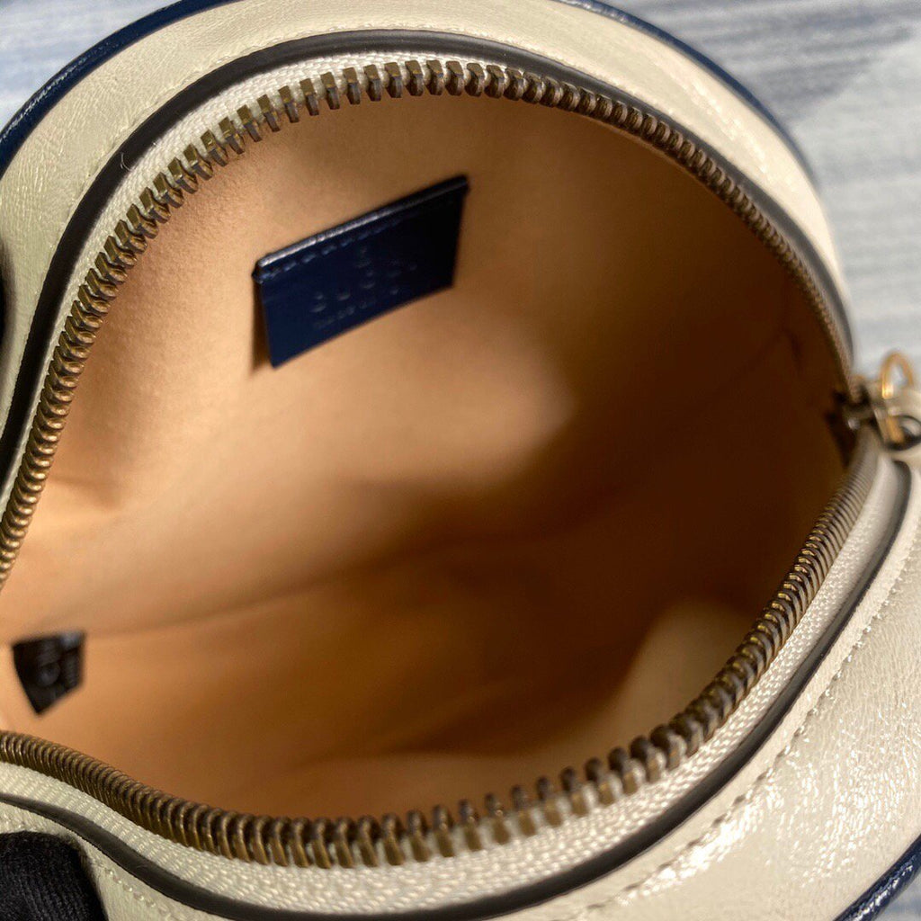 Gucci 550154 GG Marmont Mini Round Shoulder Bag White