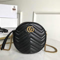 Gucci 550154 GG Marmont Mini Round Shoulder Bag Black