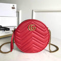 Gucci 550154 GG Marmont Mini Round Shoulder Bag Red