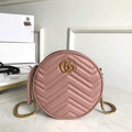 Gucci 550154 GG Marmont Mini Round Shoulder Bag Light Pink