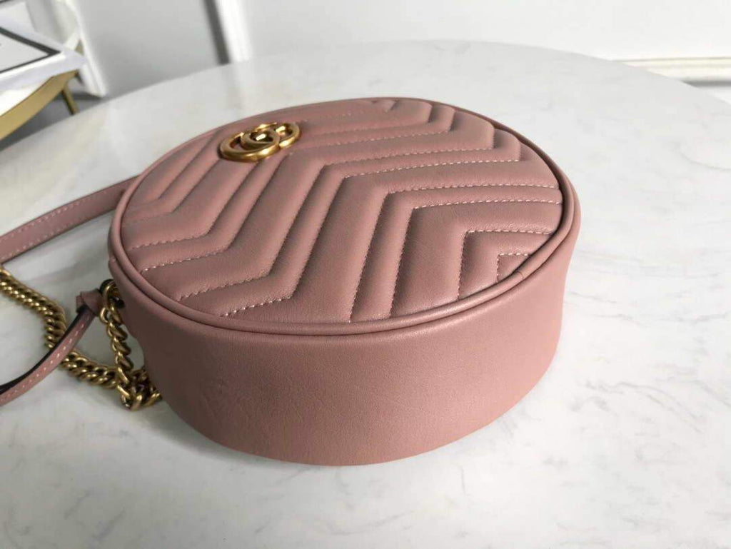 Gucci 550154 GG Marmont Mini Round Shoulder Bag Light Pink