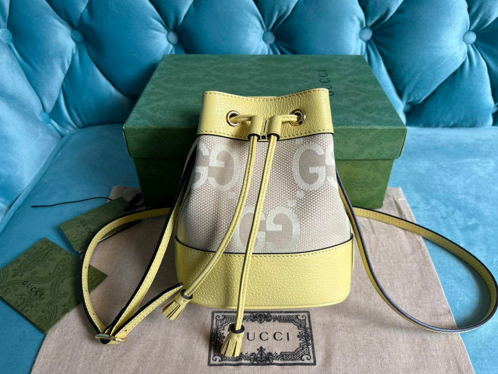 Gucci 550620 Ophidia jumbo GG mini bucket bag yellow