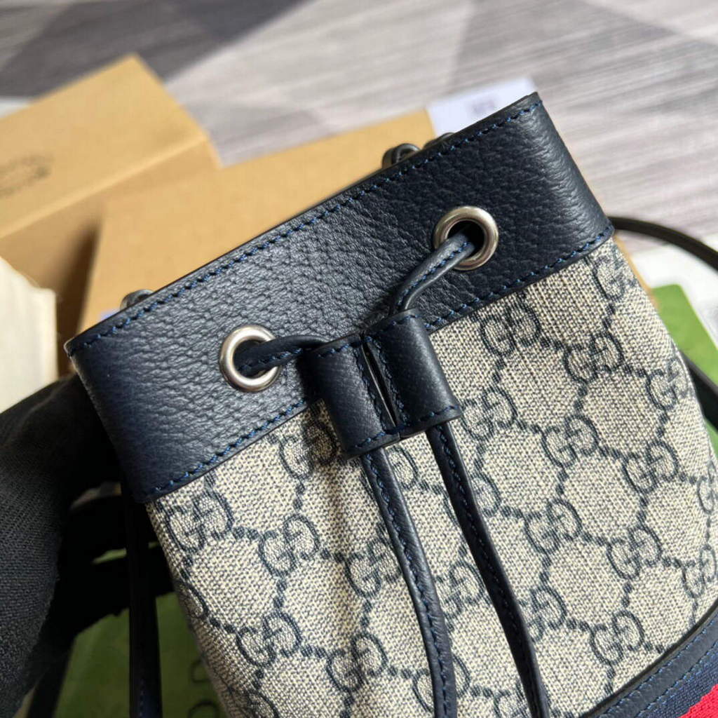 Gucci 550620 Ophidia Mini GG Bucket Bag Beige Blue