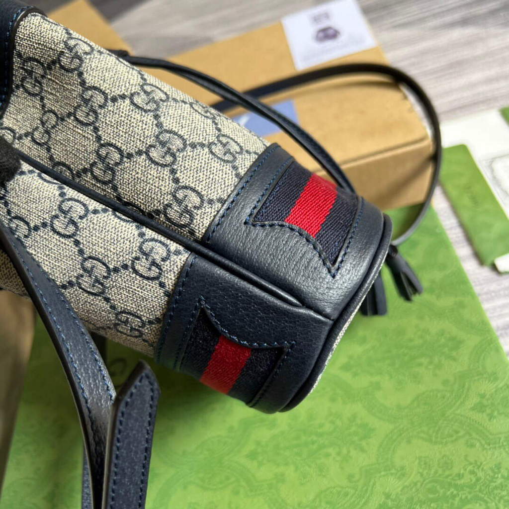 Gucci 550620 Ophidia Mini GG Bucket Bag Beige Blue