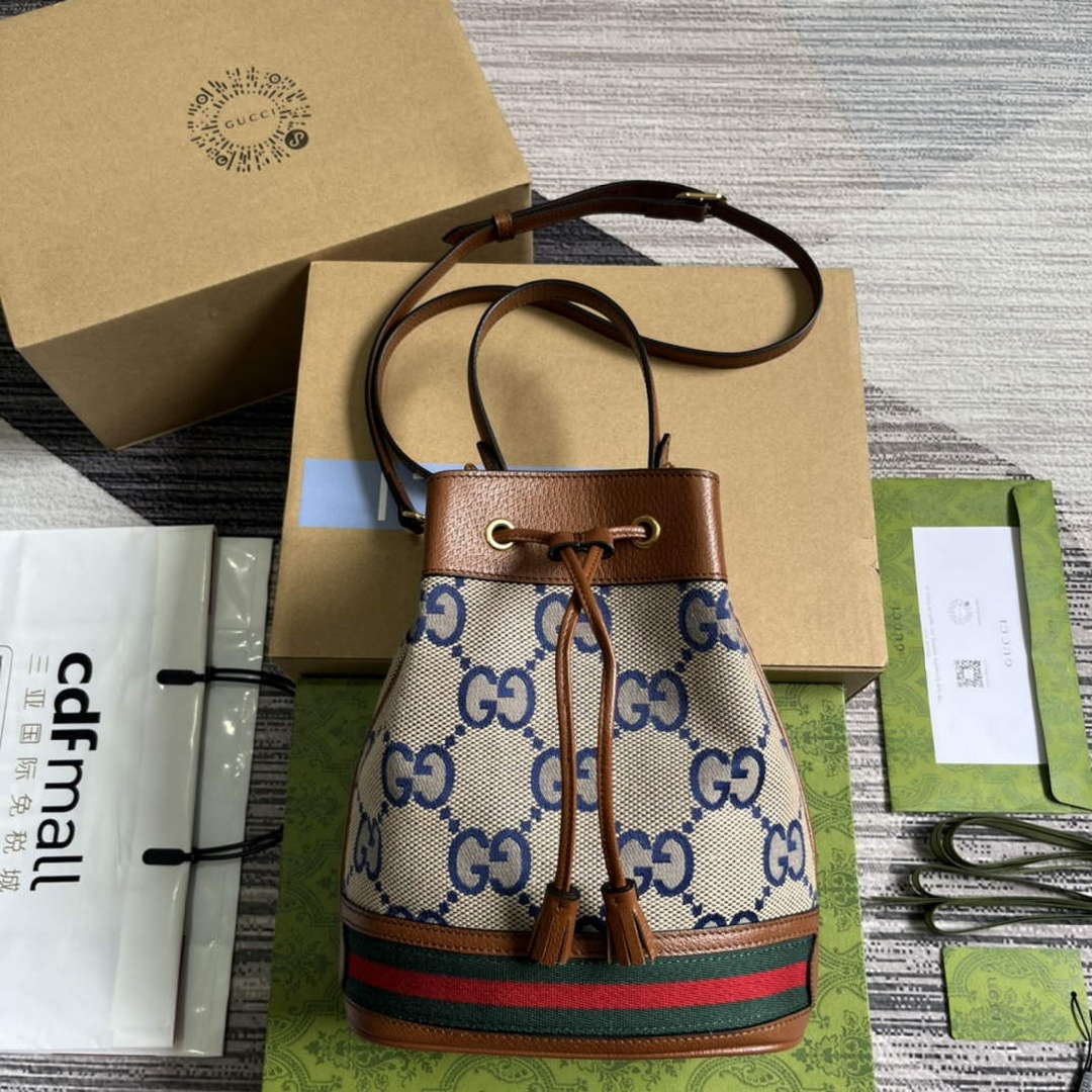Gucci 550621 Ophidia Small GG Bucket Bag Brown - Default Title - View 1