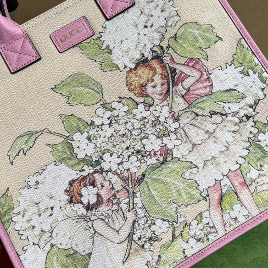 Gucci 550763 Children's Fairy Print Large Tote Bag Pink